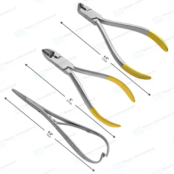 3 Orthodontic Pliers T/C Hard Wire Distal End Cutter Mathieu Needle Holders - surgical instruments manufactured by Waqar International, Sialkot - view 3
