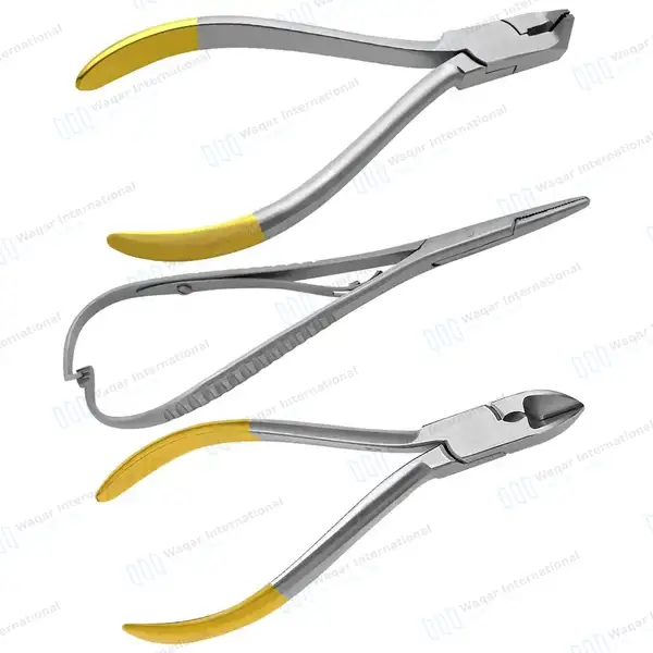 3 Orthodontic Pliers T/C Hard Wire Distal End Cutter Mathieu Needle Holders - surgical instruments manufactured by Waqar International, Sialkot - view 7