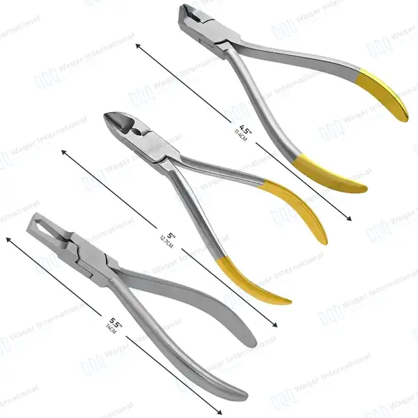 3 Orthodontic Pliers Set Bracket Remover TC Hard Wire & Distal End Cutter - surgical instruments manufactured by Waqar International, Sialkot - view 3