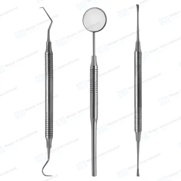 3 Pcs Tartar Calculus Plaque Remover Tooth Scraper Dental Mirror & Probe #5 Set - surgical instruments manufactured by Waqar International, Sialkot - view 6