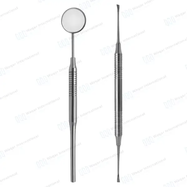 2 Pcs Dental Mouth Mirror Tartar Calculus Remover Tooth Scraper Kit – Hollow - surgical instruments manufactured by Waqar International, Sialkot - view 2