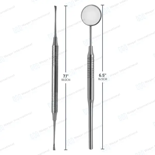 2 Pcs Dental Mouth Mirror Tartar Calculus Remover Tooth Scraper Kit – Hollow - surgical instruments manufactured by Waqar International, Sialkot - view 3
