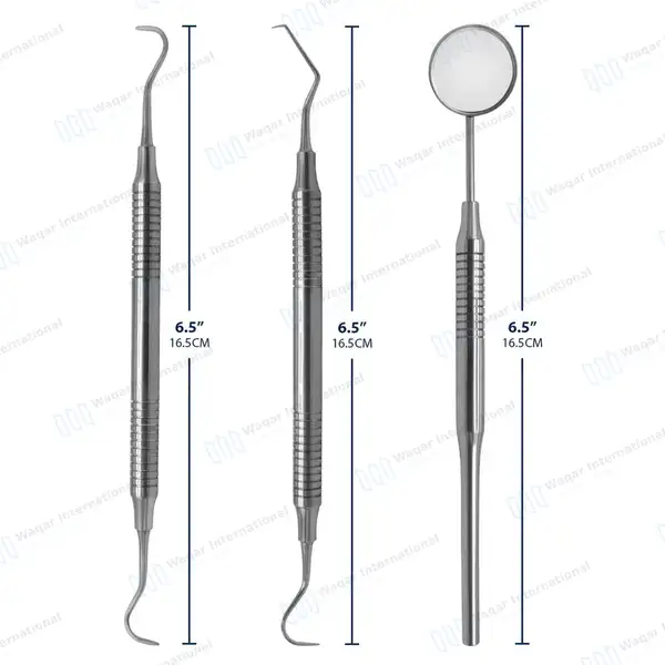3 Pcs Dental Tartar Scraper and Remover Set Hollow Handle - surgical instruments manufactured by Waqar International, Sialkot - view 3