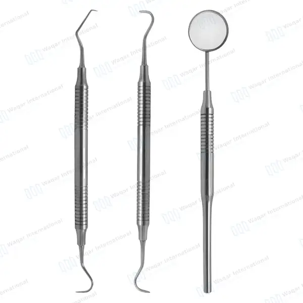 3 Pcs Dental Tartar Scraper and Remover Set Hollow Handle - surgical instruments manufactured by Waqar International, Sialkot - view 5