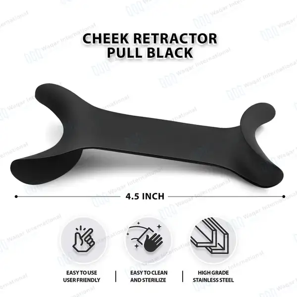 2 Cheek Retractor Dental Orthodontic Surgical Black Coated - surgical instruments manufactured by Waqar International, Sialkot - view 3