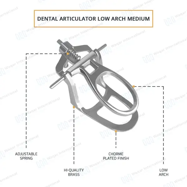 3 Low Arch Dental Articulator Medium Chrome Plated - surgical instruments manufactured by Waqar International, Sialkot - view 3