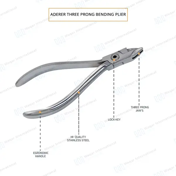 3 Prong Dental Aderer Plier 5.25″ Orthodontic Instrument - surgical instruments manufactured by Waqar International, Sialkot - view 5