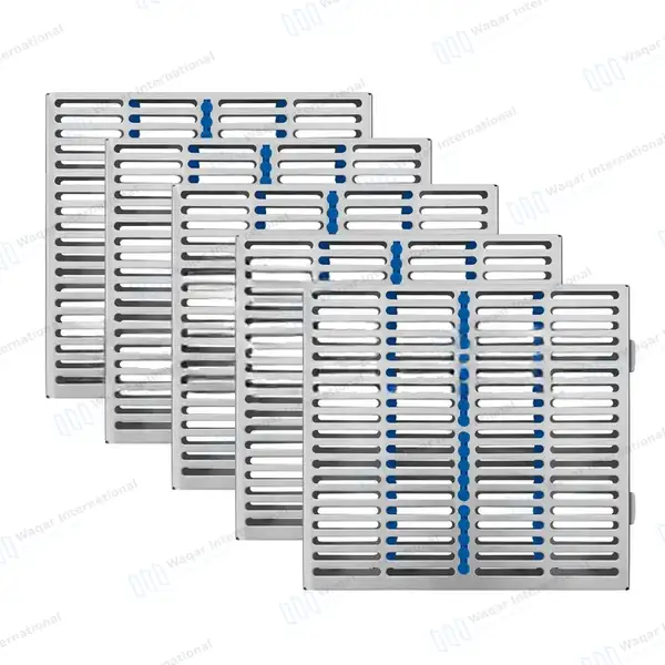 5 Dental Sterilization Cassette Tray Set 11″ X 7″ for 20 Instruments - surgical instruments manufactured by Waqar International, Sialkot - view 2