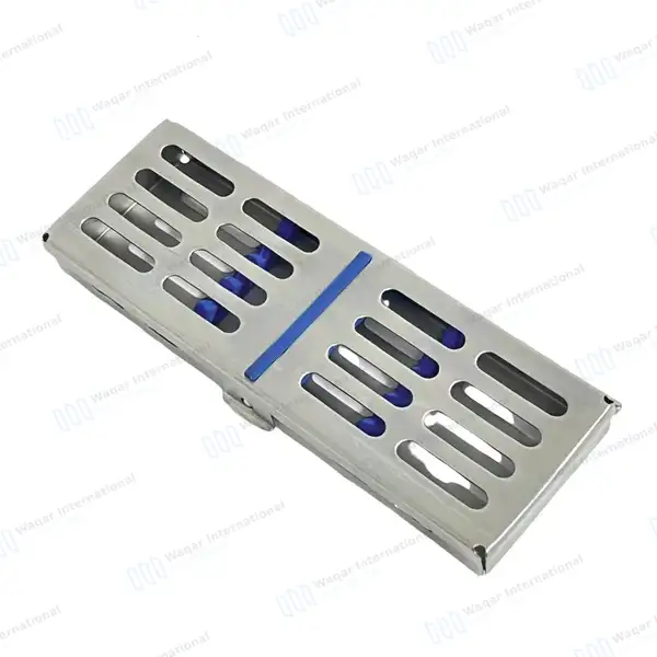 Sterilization Tray Sterile Dental Cassettes Small Parts 7.25″x2.25″ for 5 Instruments - surgical instruments manufactured by Waqar International, Sialkot - view 2
