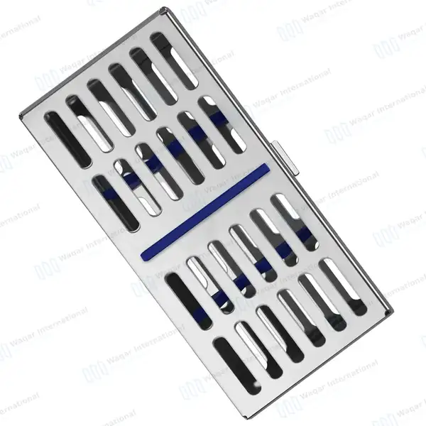 Sterilization Tray Sterile Dental Rack Box Cassette 7.25″ X 3.5″ for 7 Instrument - surgical instruments manufactured by Waqar International, Sialkot - view 2