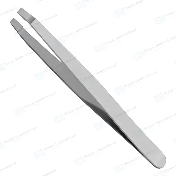 Flat Eyebrow Tweezers 4″ - surgical instruments manufactured by Waqar International, Sialkot - view 2
