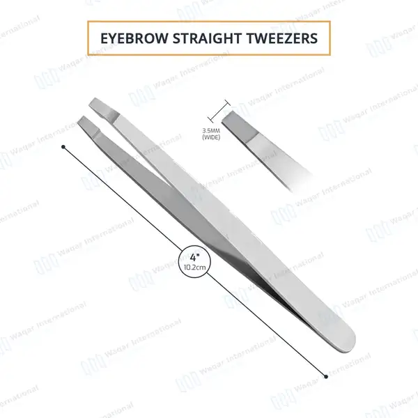 Flat Eyebrow Tweezers 4″ - surgical instruments manufactured by Waqar International, Sialkot - view 3