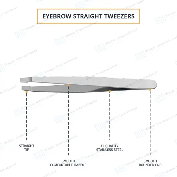 Flat Eyebrow Tweezers 4″ - surgical instruments manufactured by Waqar International, Sialkot - view 4
