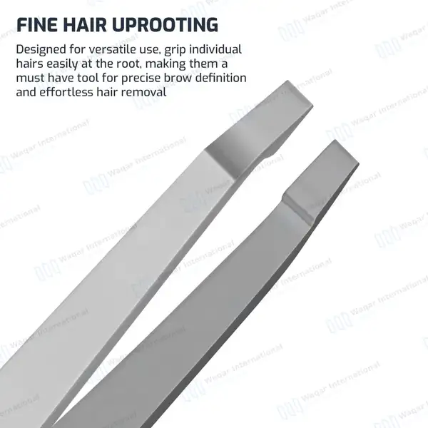 Flat Eyebrow Tweezers 4″ - surgical instruments manufactured by Waqar International, Sialkot - view 5