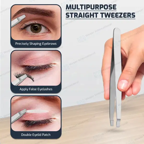 Flat Eyebrow Tweezers 4″ - surgical instruments manufactured by Waqar International, Sialkot - view 6