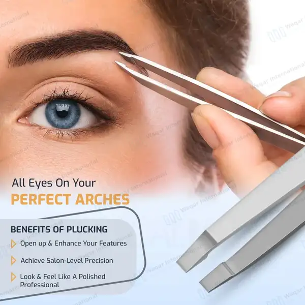 Flat Eyebrow Tweezers 4″ - surgical instruments manufactured by Waqar International, Sialkot - view 8