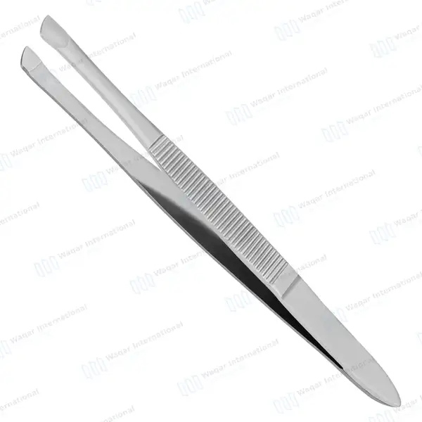 Eyebrow Tweezers 3.5″ Oblique Tip with Non-Slip Grip - surgical instruments manufactured by Waqar International, Sialkot - view 2