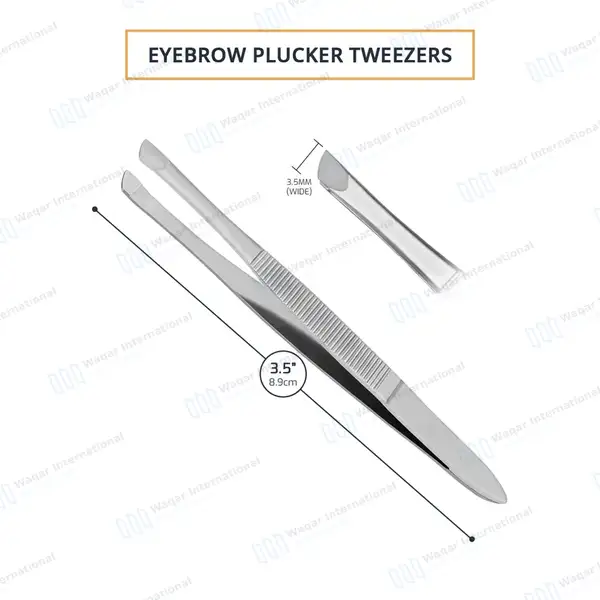 Eyebrow Tweezers 3.5″ Oblique Tip with Non-Slip Grip - surgical instruments manufactured by Waqar International, Sialkot - view 3
