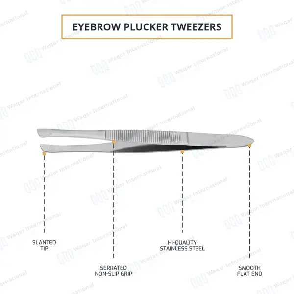 Eyebrow Tweezers 3.5″ Oblique Tip with Non-Slip Grip - surgical instruments manufactured by Waqar International, Sialkot - view 4