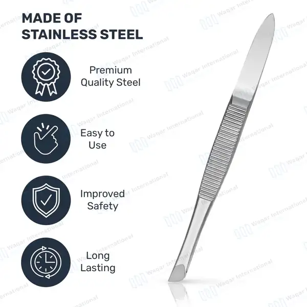 Eyebrow Tweezers 3.5″ Oblique Tip with Non-Slip Grip - surgical instruments manufactured by Waqar International, Sialkot - view 7