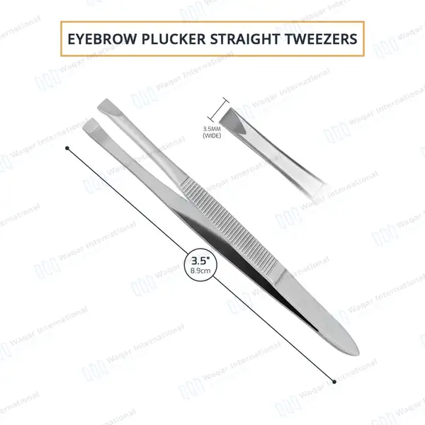 Eyebrow Tweezers 3.5″ Flat Tip with Non-Slip Grip - surgical instruments manufactured by Waqar International, Sialkot - view 3