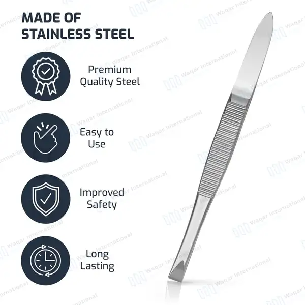 Eyebrow Tweezers 3.5″ Flat Tip with Non-Slip Grip - surgical instruments manufactured by Waqar International, Sialkot - view 7