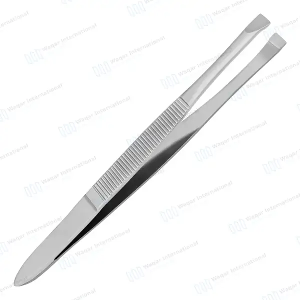 Eyebrow Tweezers 3.5″ Flat Tip with Non-Slip Grip - surgical instruments manufactured by Waqar International, Sialkot - view 8