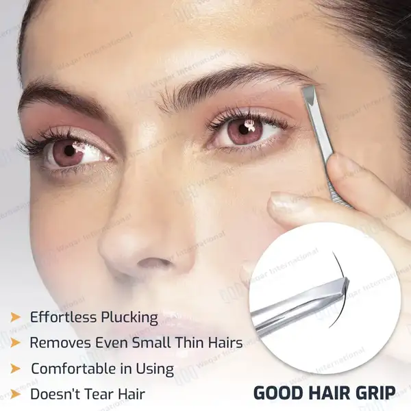 Eyebrow Tweezers 3.5″ Flat Tip with Non-Slip Grip - surgical instruments manufactured by Waqar International, Sialkot - view 9