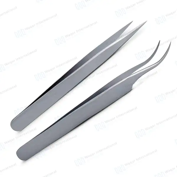 Whole Sale Eyelash Tweezers Strong Curved and Straight Eye Lash Extension Tweezers - surgical instruments manufactured by Waqar International, Sialkot - view 8