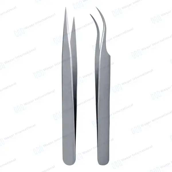 Whole Sale Eyelash Tweezers Strong Curved and Straight Eye Lash Extension Tweezers - surgical instruments manufactured by Waqar International, Sialkot - view 9