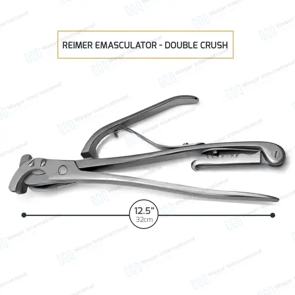 Reimer Emasculator 12.5″ Double Crush Castration Clamp with Ratchet - veterinary instruments manufactured by Waqar International, Sialkot - view 3