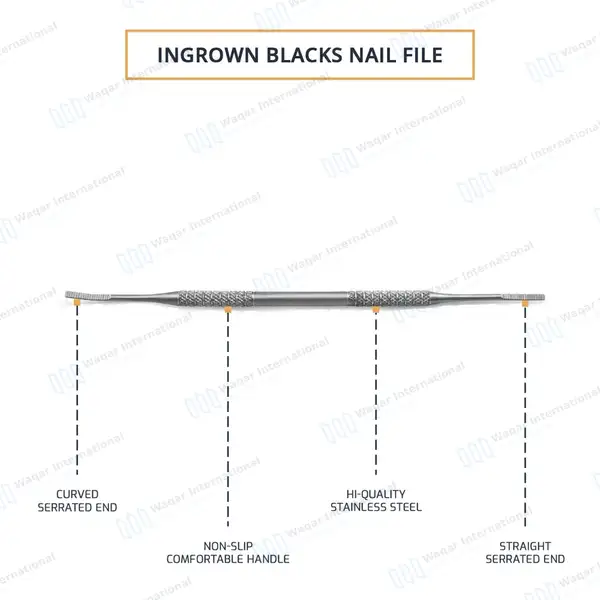 Ingrown Toenail File 6″ Double Ended - surgical instruments manufactured by Waqar International, Sialkot - view 4