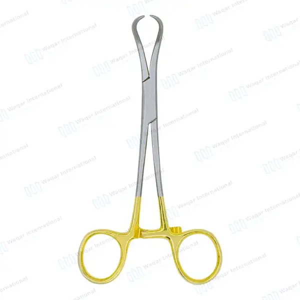 Bone Reduction Forceps 5.5″ Curved Pointed Tip Gold Handle - orthopedic instruments manufactured by Waqar International, Sialkot - view 2