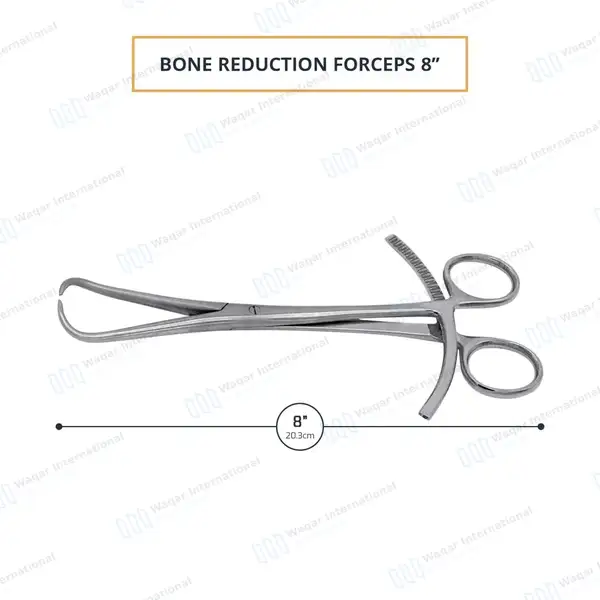 Bone Reduction Forceps 8″ Curved Pointed Tips with Long Ratchet - orthopedic instruments manufactured by Waqar International, Sialkot - view 3