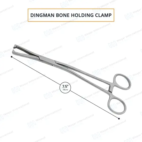Dingman Cartilage Bone Clamp  7½” Serrated 2×2 Teeth Jaws - orthopedic instruments manufactured by Waqar International, Sialkot - view 4