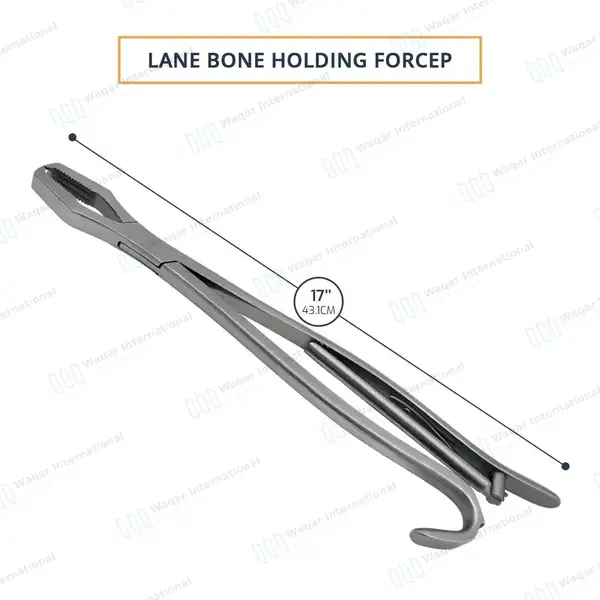Lane Bone Holding Forceps 17″ with Ratchet - orthopedic instruments manufactured by Waqar International, Sialkot - view 2
