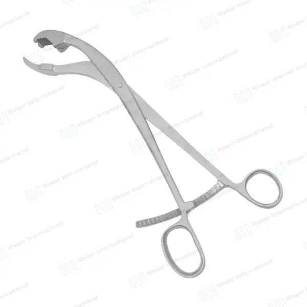Verbrugge Bone Holding Forceps 10.5″ One Serrated Jaw – Curved - orthopedic instruments manufactured by Waqar International, Sialkot - view 2