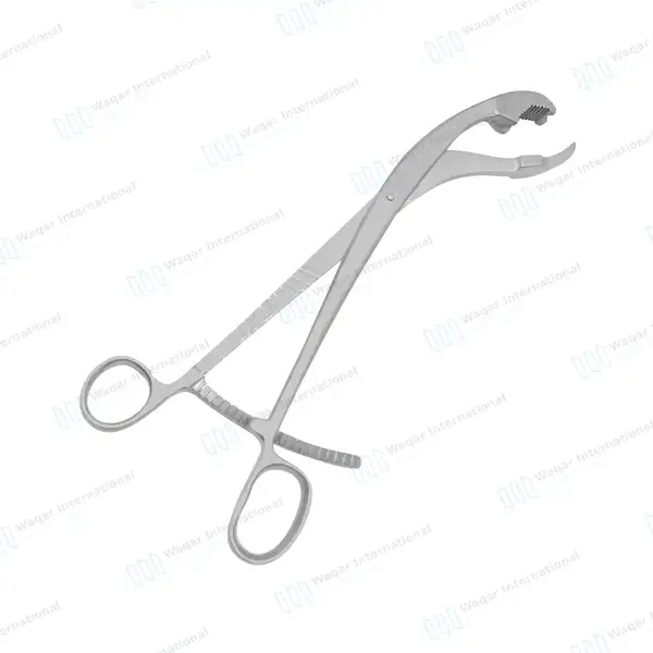 Verbrugge Bone Holding Forceps 6″ One Serrated Jaw – Curved - orthopedic instruments manufactured by Waqar International, Sialkot - view 2