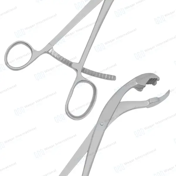 Verbrugge Bone Holding Forceps 6″ One Serrated Jaw – Curved - orthopedic instruments manufactured by Waqar International, Sialkot - view 6