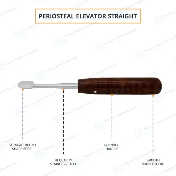 Periosteal Elevator 8″ Straight 14mm Sharp Egde Phenolic Handle - orthopedic instruments manufactured by Waqar International, Sialkot - view 4