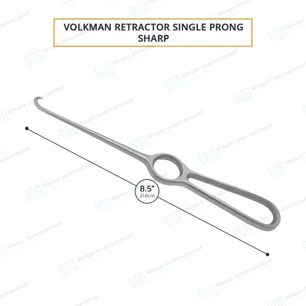Volkman Hook Retractor 8.5″ Sharp 1 Prong with Ring Handle - surgical instruments manufactured by Waqar International, Sialkot - view 3