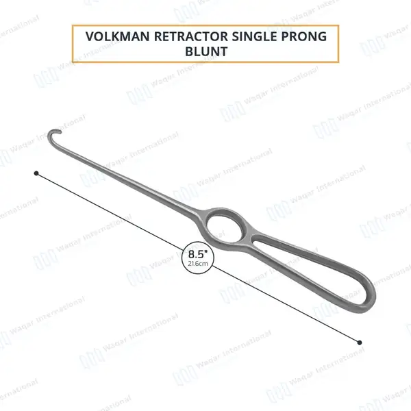 Volkman Hook Retractor 8.5″ Blunt 1 Prong with Ring Handle - surgical instruments manufactured by Waqar International, Sialkot - view 3