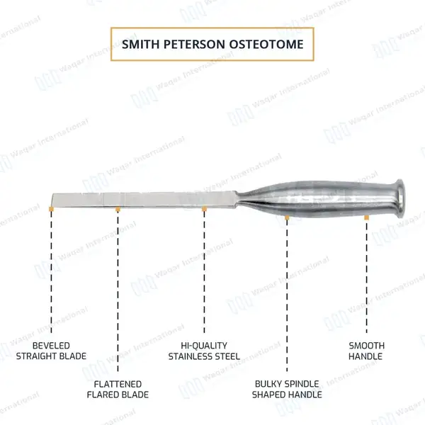 Smith Peterson Osteotome 8″ Straight 6.4mm Blade - surgical instruments manufactured by Waqar International, Sialkot - view 3