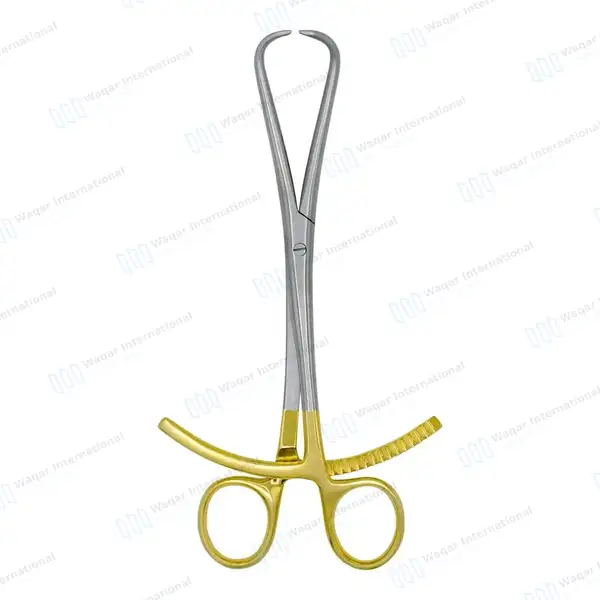 Bone Reduction Forceps 8″ Long Ratchet with Gold Plated Handle - surgical instruments manufactured by Waqar International, Sialkot - view 2