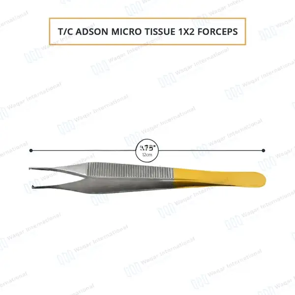 T/C Adson Micro Tissue Forceps 1×2 Teeth 4.75″ - surgical instruments manufactured by Waqar International, Sialkot - view 4