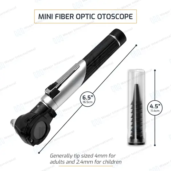 13 Pcs Mini Fiber Optic Otoscope Set – Black - surgical instruments manufactured by Waqar International, Sialkot - view 3