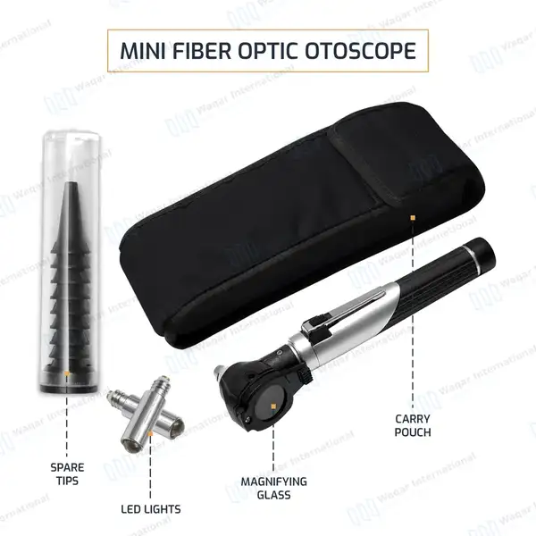 13 Pcs Mini Fiber Optic Otoscope Set – Black - surgical instruments manufactured by Waqar International, Sialkot - view 4