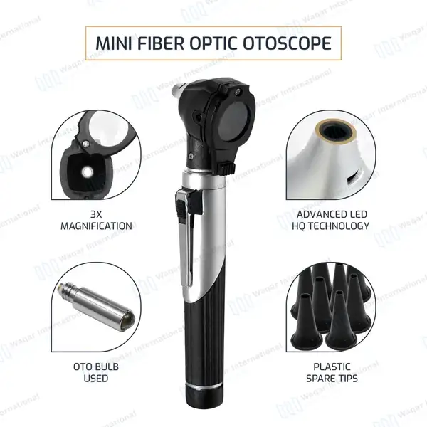 13 Pcs Mini Fiber Optic Otoscope Set – Black - surgical instruments manufactured by Waqar International, Sialkot - view 5
