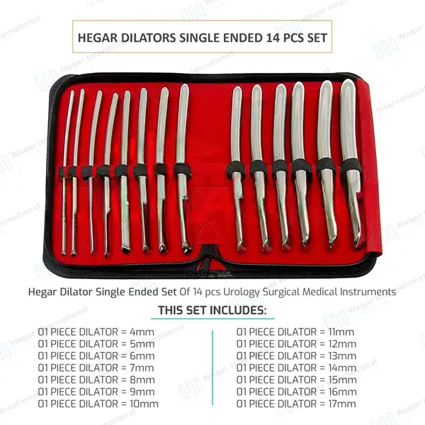 14 Pcs Hegar Uterine Dilator Sounds Set 7.5″ Single Ended 4mm-17mm - surgical instruments manufactured by Waqar International, Sialkot - view 3