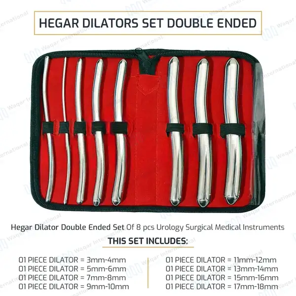 8 Pcs Hegar Uterine Sounds Dilator Set 3mm-18mm Double Ended - surgical instruments manufactured by Waqar International, Sialkot - view 3